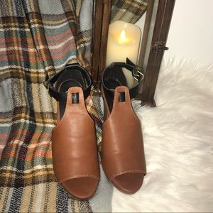 Candies Two-Tone Brown & Black Peep Toe Heels Sz 8